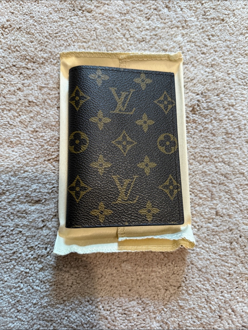 Louis Vuitton Monogram Passport Holder in Brown and Gold